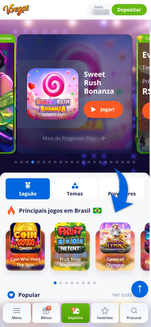 Abra o Aplicativo Vulkan Vegas no Android e comece a jogar.
