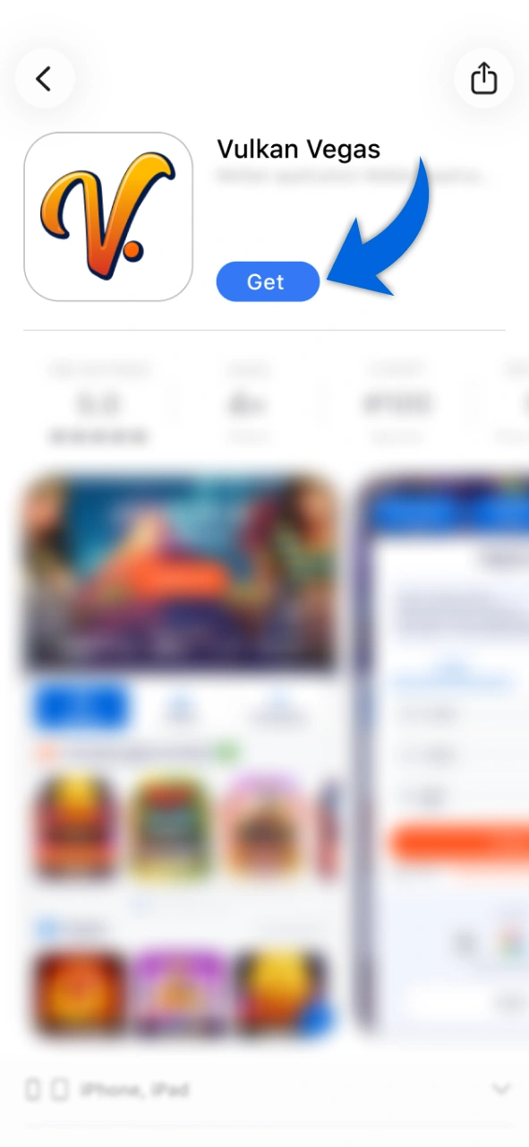 Realize a instalação do Aplicativo Vulkan Vegas no seu dispositivo iOS.