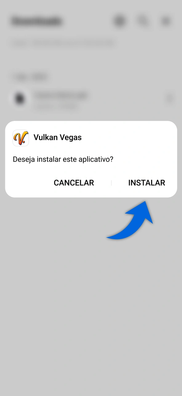 Comece a instalação do arquivo no Android para acessar o Vulkan Vegas.