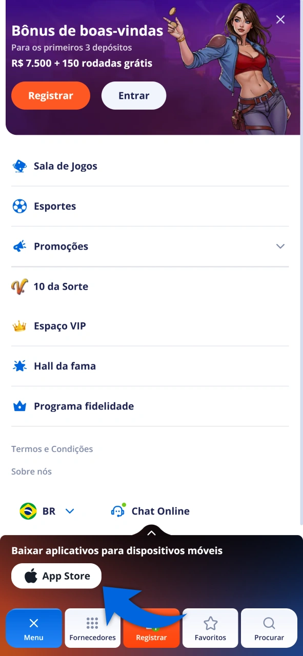 Procure pelo aplicativo Vulkan Vegas oficial na App Store do seu iOS.